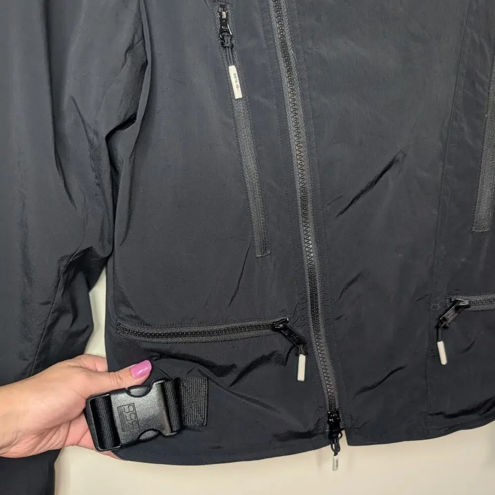 99%IS- Korean Streetwear Nylon Moto Jacket in Black, Size 2 (Medium)